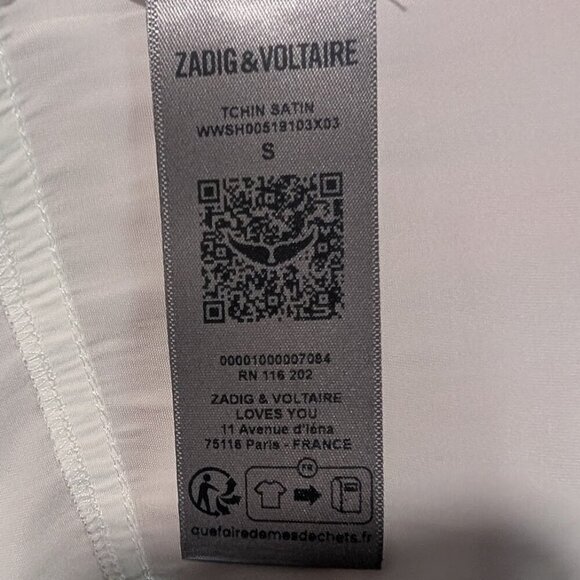 Zadig&Voltaire | Tchin Satin Blouse In Judo White - Picture 11 of 14